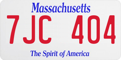 MA license plate 7JC404
