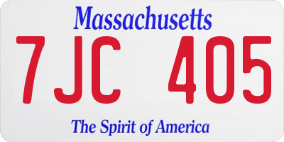 MA license plate 7JC405