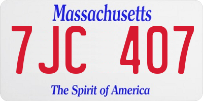 MA license plate 7JC407