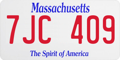 MA license plate 7JC409