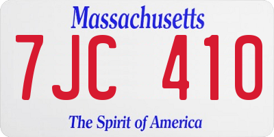 MA license plate 7JC410