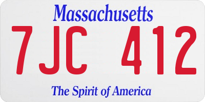 MA license plate 7JC412