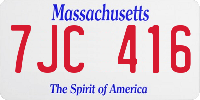 MA license plate 7JC416