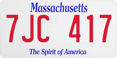 MA license plate 7JC417