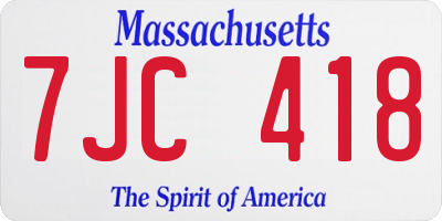 MA license plate 7JC418