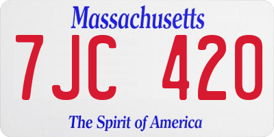 MA license plate 7JC420