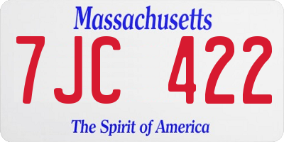 MA license plate 7JC422