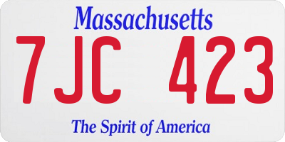 MA license plate 7JC423
