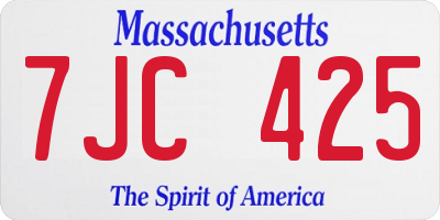 MA license plate 7JC425