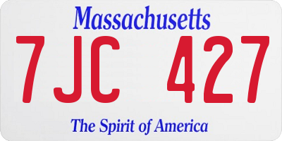 MA license plate 7JC427