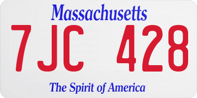 MA license plate 7JC428