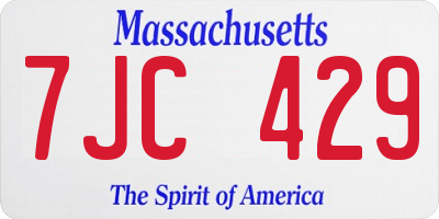 MA license plate 7JC429