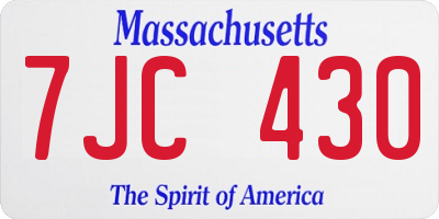 MA license plate 7JC430