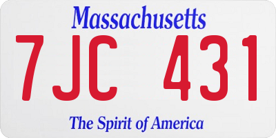 MA license plate 7JC431