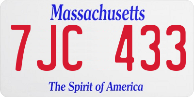 MA license plate 7JC433