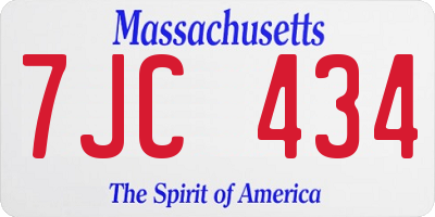 MA license plate 7JC434