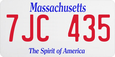 MA license plate 7JC435