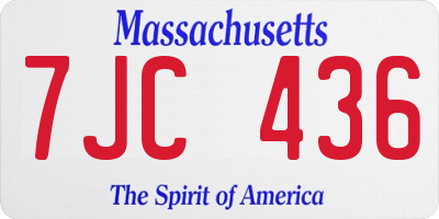 MA license plate 7JC436