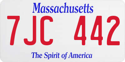 MA license plate 7JC442