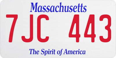 MA license plate 7JC443