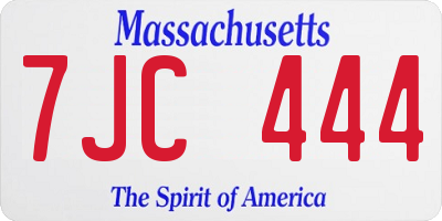 MA license plate 7JC444