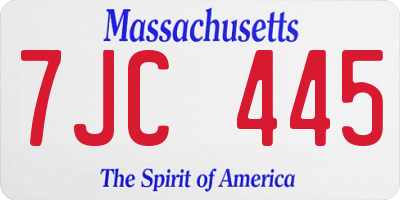 MA license plate 7JC445