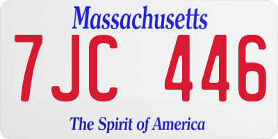 MA license plate 7JC446