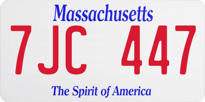 MA license plate 7JC447