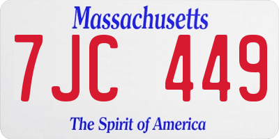 MA license plate 7JC449