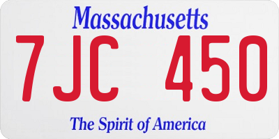 MA license plate 7JC450