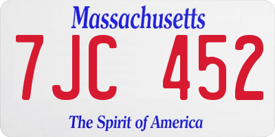 MA license plate 7JC452