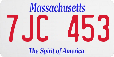 MA license plate 7JC453
