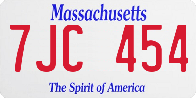 MA license plate 7JC454