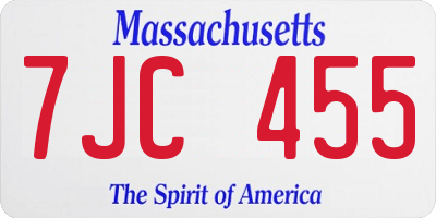 MA license plate 7JC455