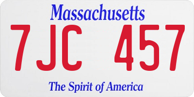 MA license plate 7JC457