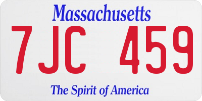 MA license plate 7JC459