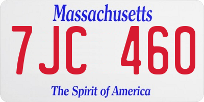MA license plate 7JC460