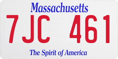 MA license plate 7JC461