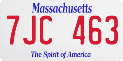 MA license plate 7JC463