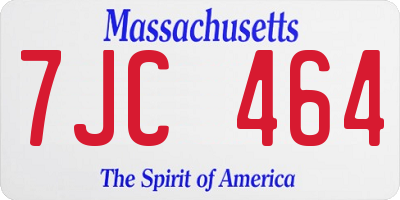 MA license plate 7JC464
