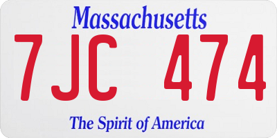 MA license plate 7JC474