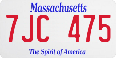 MA license plate 7JC475