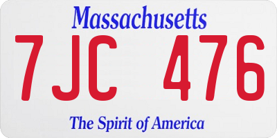 MA license plate 7JC476