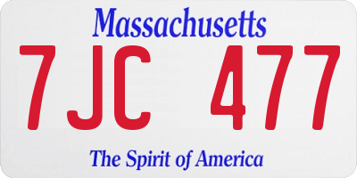 MA license plate 7JC477