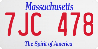 MA license plate 7JC478