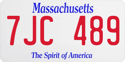 MA license plate 7JC489