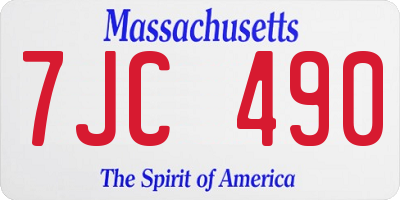 MA license plate 7JC490