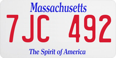 MA license plate 7JC492
