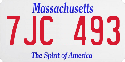 MA license plate 7JC493