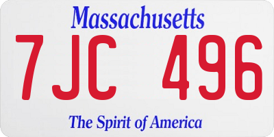 MA license plate 7JC496